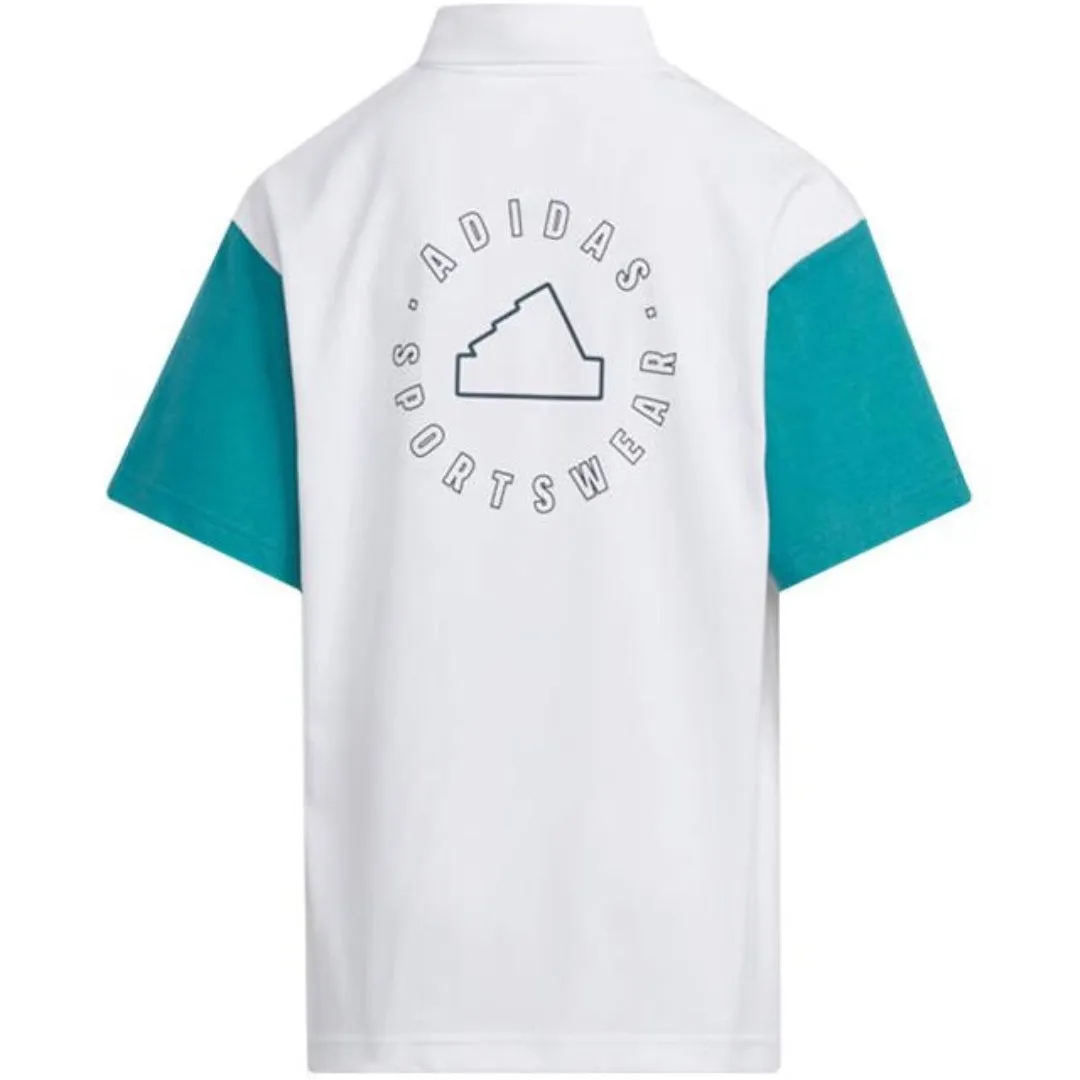 (GS) adidas Sportswear Polo Shirt 'White Teal' IT4029 sold by KicksCrew product image thumbnail 2