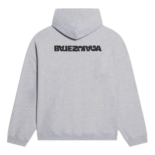 Balenciaga Turn Hoodie Wide Fit 'Heather Grey Black' 674986TLVB41167 sold by KicksCrew
