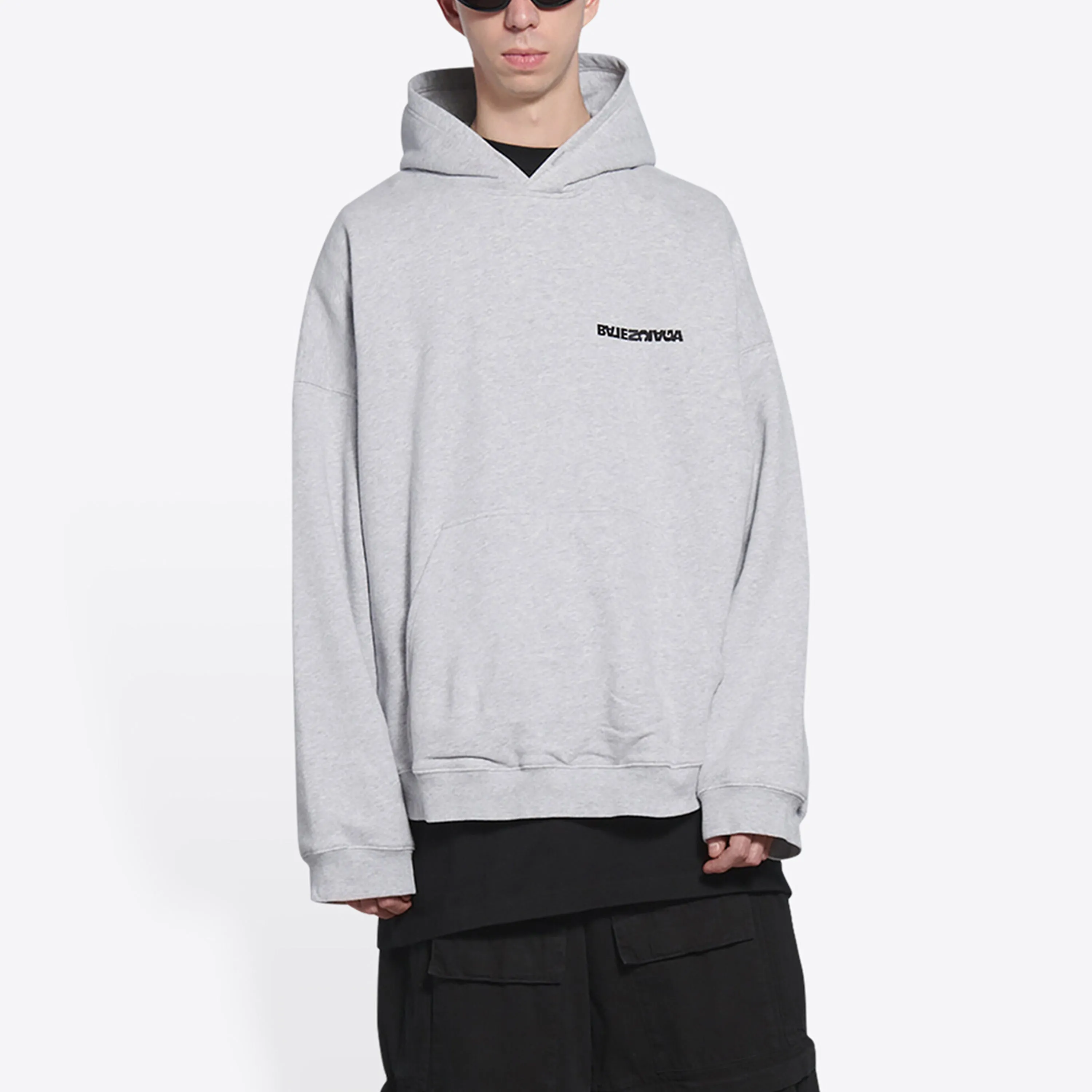 Balenciaga Turn Hoodie Wide Fit 'Heather Grey Black' 674986TLVB41167 sold by KicksCrew product image thumbnail 4