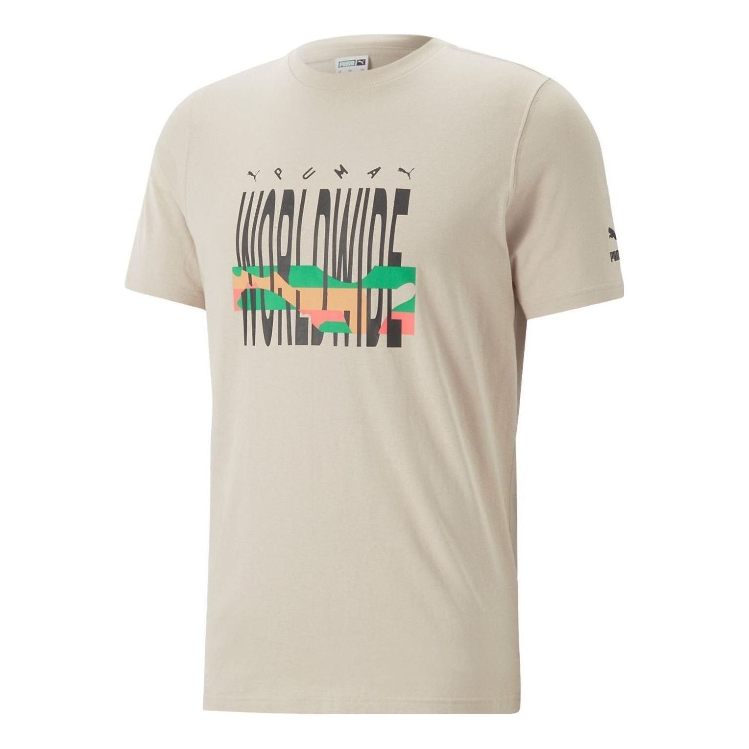 PUMA Worldwide Graphic T-Shirt 'Beige Black' 622572-47 sold by KicksCrew