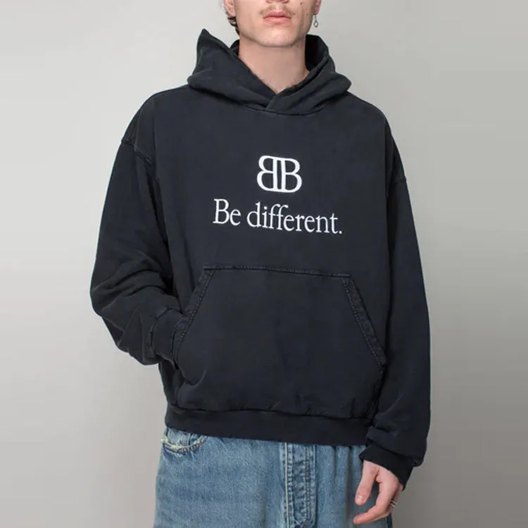 Balenciaga BB Be Different Popover Hoodie 'Black White' 720426TNVV11070 sold by KicksCrew product image thumbnail 3