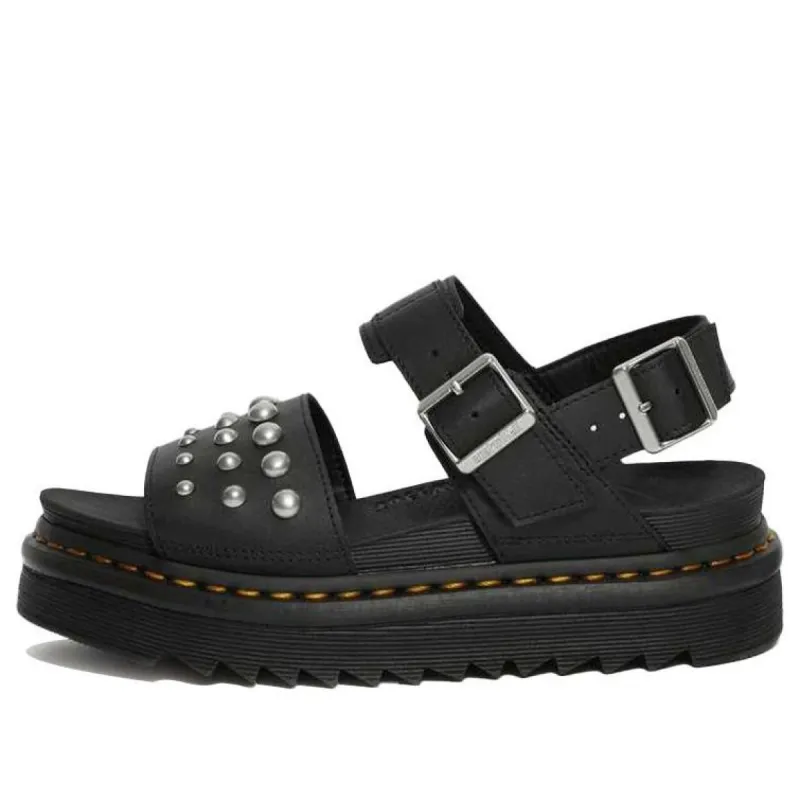 (WMNS) Dr. Martens Voss Leather Studded Sandals 'Black' 25454001 sold by KicksCrew