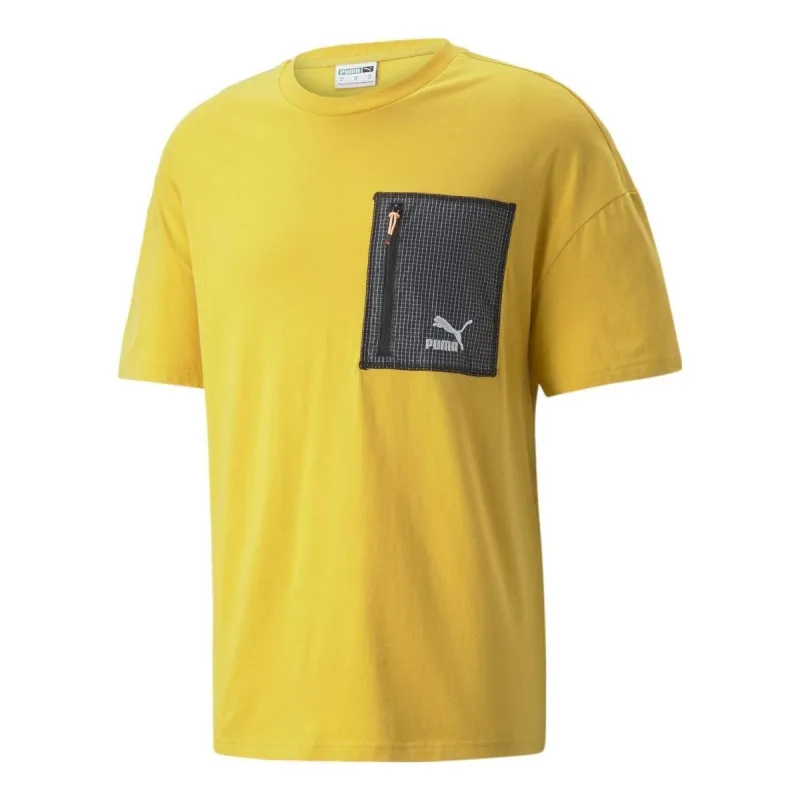 Puma Logo Zip Pocket Tee 'Yellow' 535418-31 sold by KicksCrew
