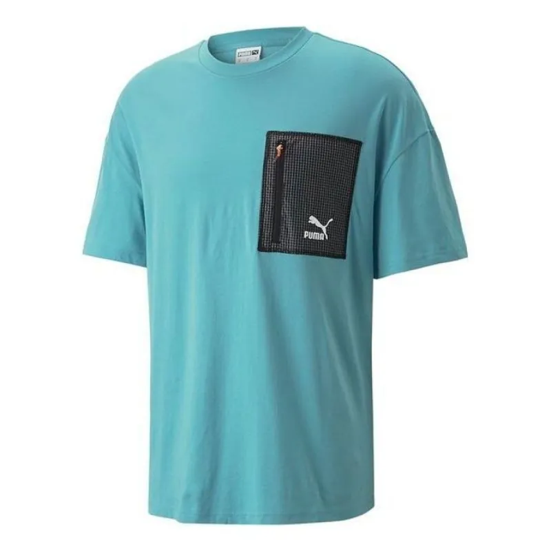Puma Logo Zip Pocket Tee 'Blue' 535418-61 sold by KicksCrew