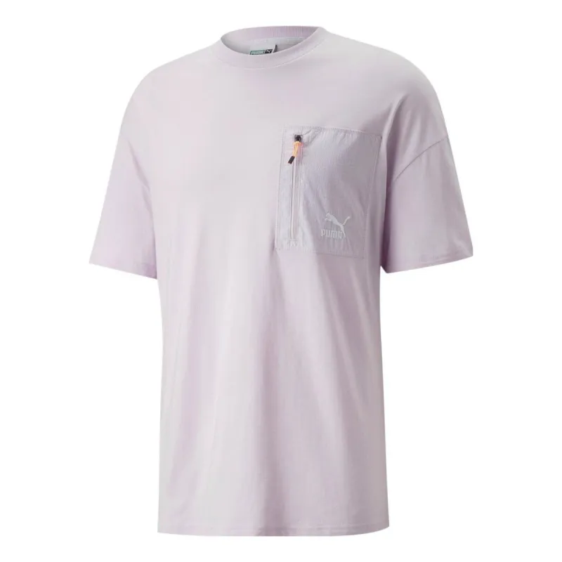 Puma Logo Zip Pocket Tee 'Purple' 535418-17 sold by KicksCrew