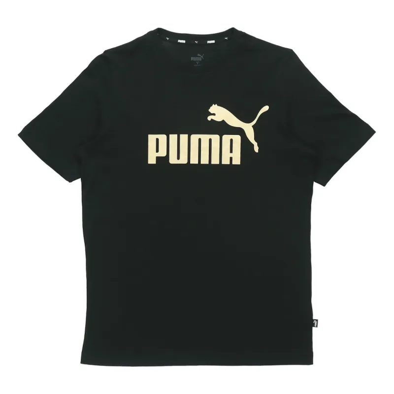 Puma Essentials Metallic Logo T-Shirt 'Black' 845573-01 sold by KicksCrew