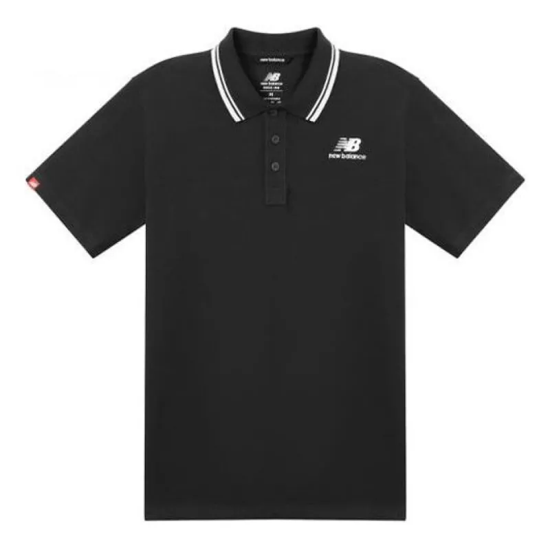 New Balance Classic Short Sleeve Polo Shirts 'Black White' AMT01983-BK sold by KicksCrew