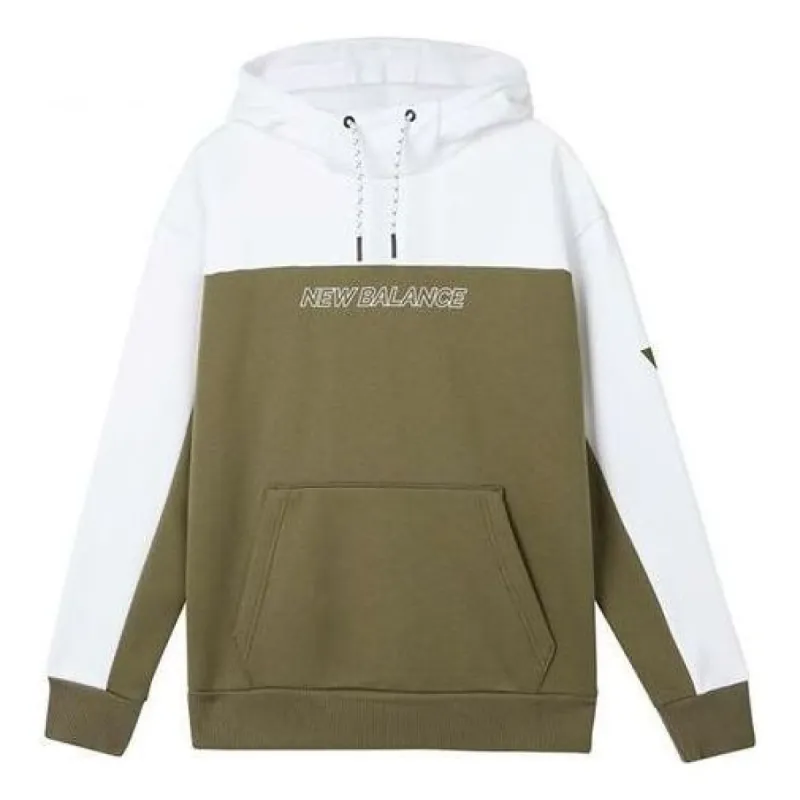 New Balance Casual Color Block Hoodie 'White Olive Green' AMT04368-OV sold by KicksCrew