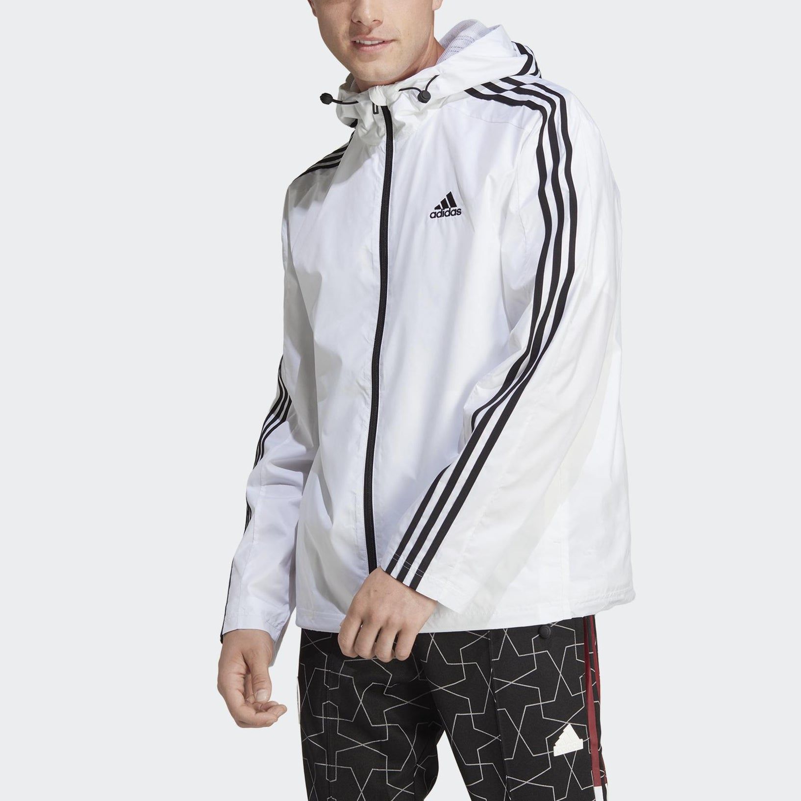 adidas Essentials 3-Stripes Woven Windbreaker Jacket 'White' IB0382 sold by KicksCrew product image thumbnail 2