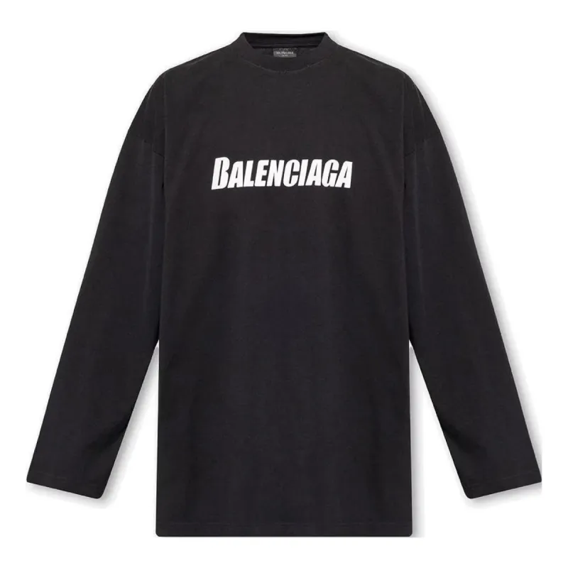 Balenciaga Caps Oversized Long Sleeve T-Shirt 'Black' 681046TNVL11070 sold by KicksCrew