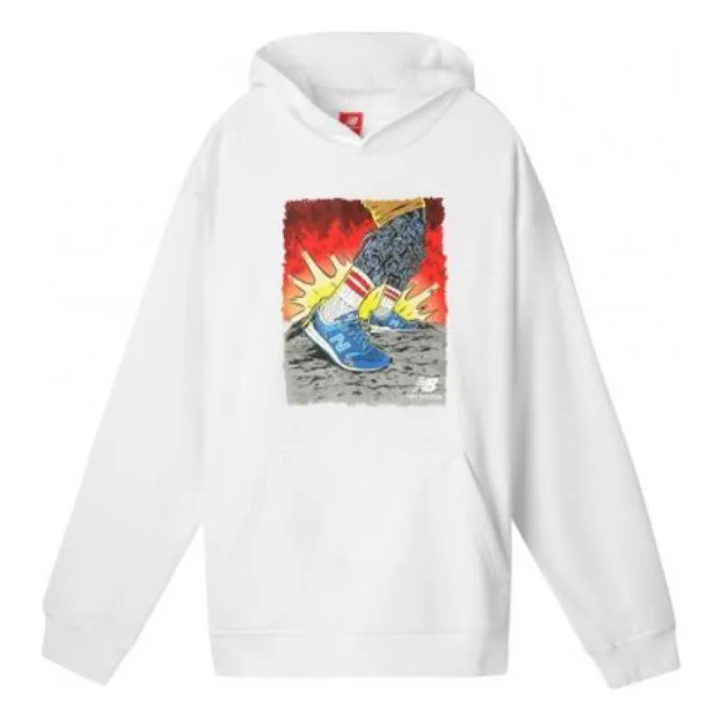 New Balance Graphic Print Hoodie 'White' AMT-93666-WT sold by KicksCrew