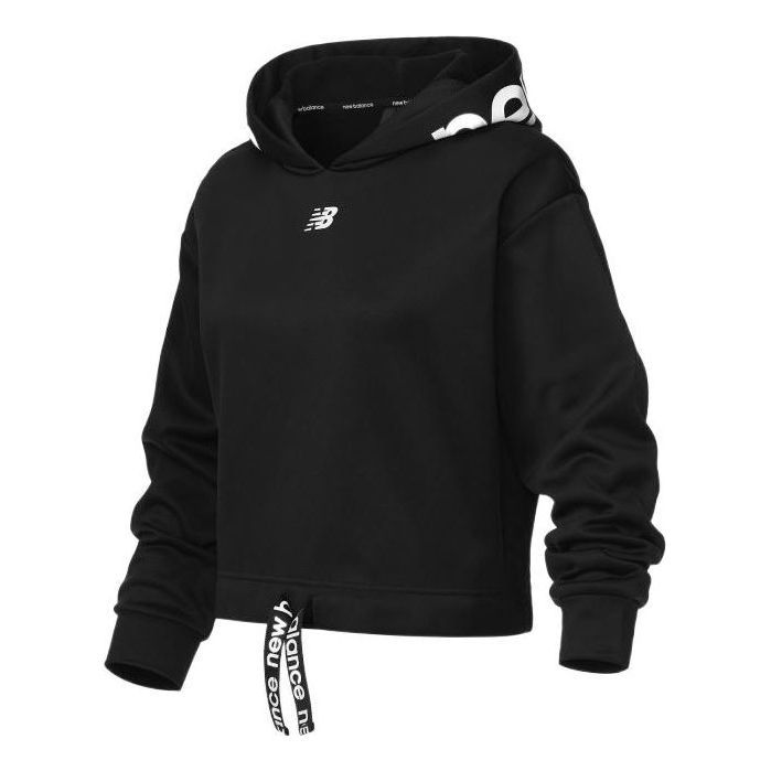 (WMNS) New Balance Logo Fleece Hoodie 'Black' AWT13175-BK sold by KicksCrew