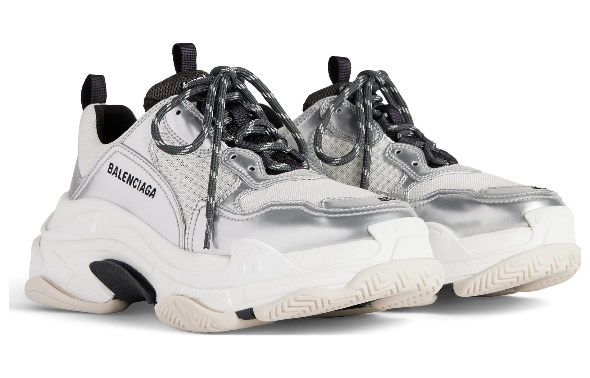 (WMNS) Balenciaga Triple S Sneakers 'Black White Silver Double Foam and Mesh' 524039W2FWM8191 sold by KicksCrew product image thumbnail 4