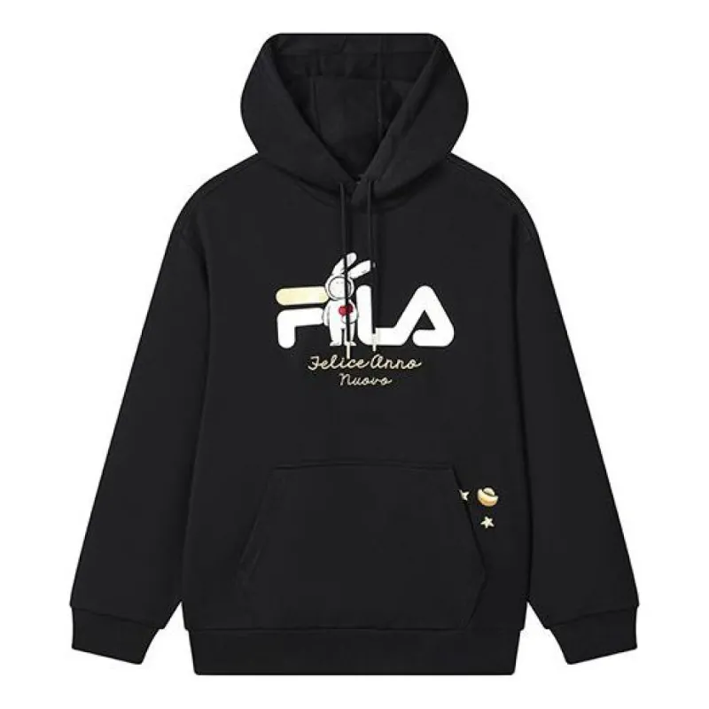 FILA Logo Hoodie 'Black White' F11U319205F-BK sold by KicksCrew
