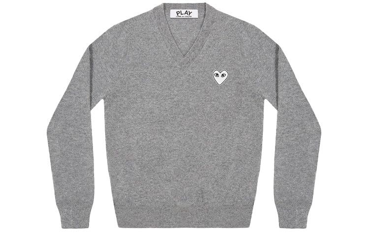 (WMNS) COMME des GARCONS PLAY V-Neck Pullover White Emblem 'Grey' AZ-N063-051-1 sold by KicksCrew product image thumbnail 2