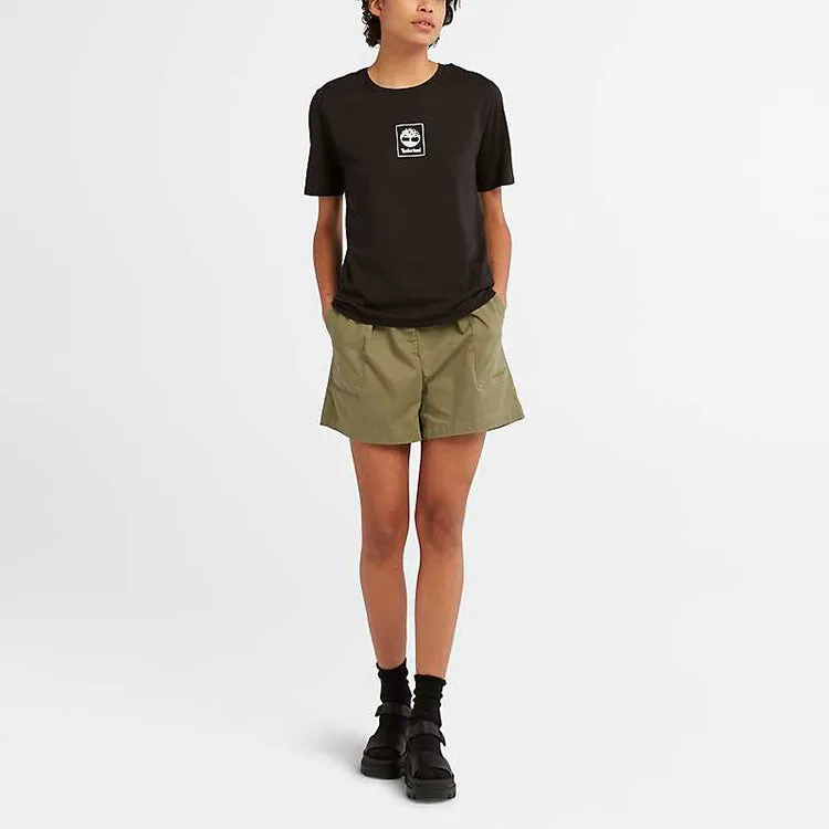 (WMNS) Timberland Stack Logo Regular T-Shirt 'Black' A69AW-001 sold by KicksCrew product image thumbnail 2