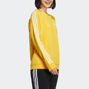 (WMNS) adidas neo 3-Stripes Crew sweatshirt 'Yellow White' HM7417 sold by KicksCrew
