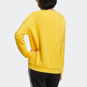 (WMNS) adidas neo 3-Stripes Crew sweatshirt 'Yellow White' HM7417 sold by KicksCrew