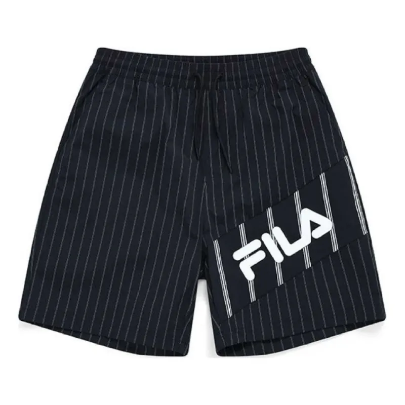 FILA FUSION Striped Patch Logo Loose Fit Woven Shorts 'Black White' T11M139820F-ST sold by KicksCrew