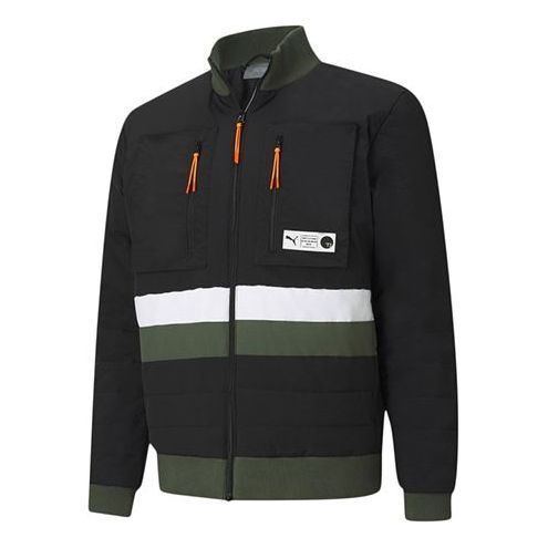 PUMA Parquet Quilted Puffer Basketball Winter Jacket 'Black Green' 599940-02 sold by KicksCrew