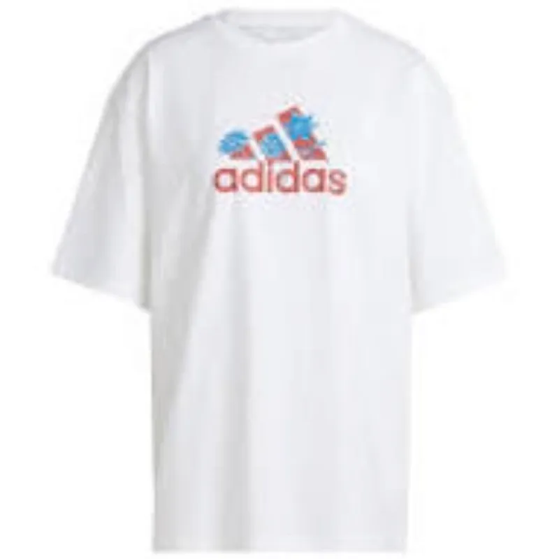 (WMNS) adidas Flower Pack Badge Of Sport T-Shirt 'White Blue Red' IT1421 sold by KicksCrew