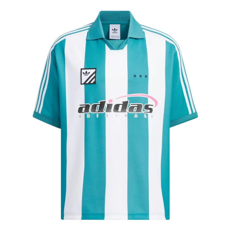 adidas Trefoil Logo Play Football Graphic Polo Shirt 'Blue White' IW6307 sold by KicksCrew