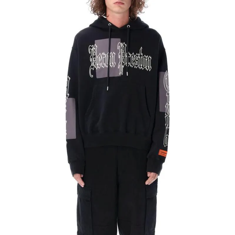 HERON PRESTON FW22 Logo-print Cotton Hoodie 'Black' HMBB024F22JER0021009 sold by KicksCrew product image thumbnail 3