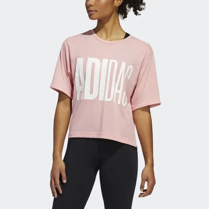 (WMNS) adidas T-Shirt Asia Sizing 'Pink White' FM1655 sold by KicksCrew product image thumbnail 3