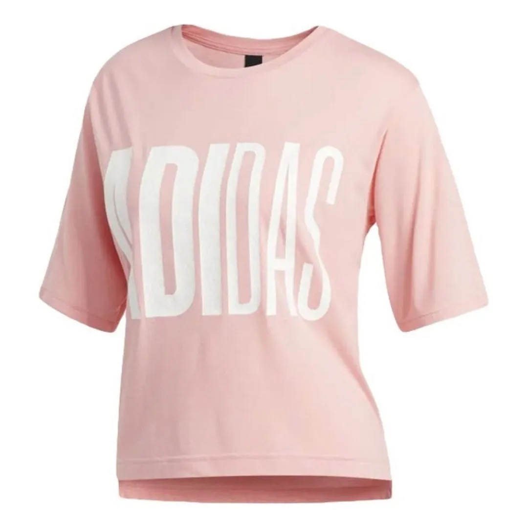 (WMNS) adidas T-Shirt Asia Sizing 'Pink White' FM1655 sold by KicksCrew
