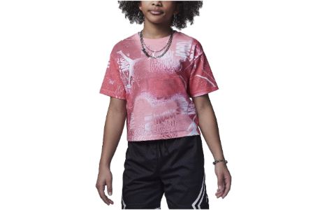 (GS) Air Jordan Essentials New Wave Allover Print T-Shirt 'Coral Chalk' 45C403-A7L sold by KicksCrew