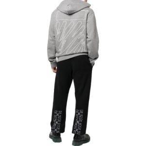 Off-White Wave Outline Diagonal Slim Hoodie 'Grey Marl' OMBB097F22FLE0150801 sold by KicksCrew