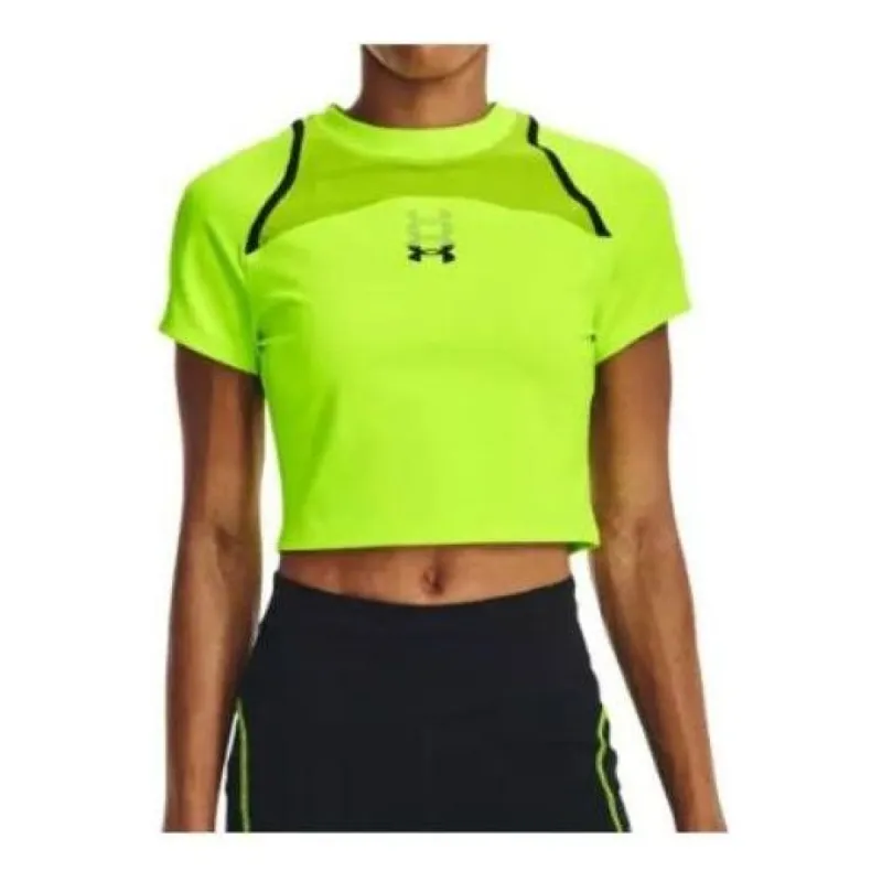 (WMNS) Under Armour Run Anywhere Crop T-shirt 'Neon Yellow' 1376816-369 sold by KicksCrew