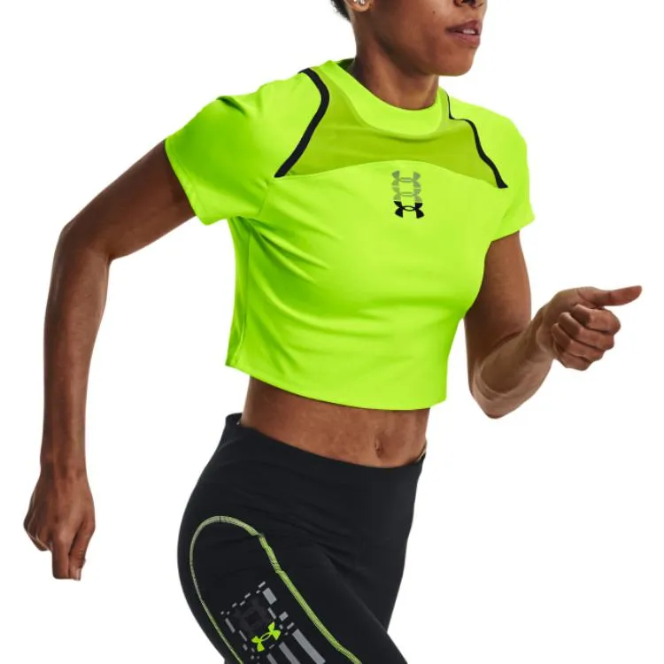 (WMNS) Under Armour Run Anywhere Crop T-shirt 'Neon Yellow' 1376816-369 sold by KicksCrew product image thumbnail 2