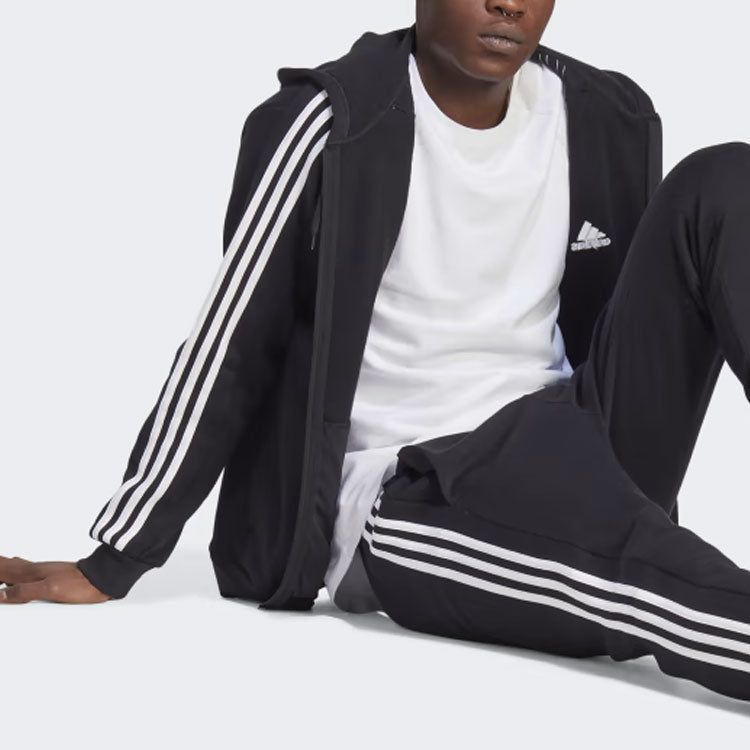 Adidas Essentials Fleece 3-Stripes Full-Zip Hoodie Jackets 'Black' IB4029 sold by KicksCrew product image thumbnail 4