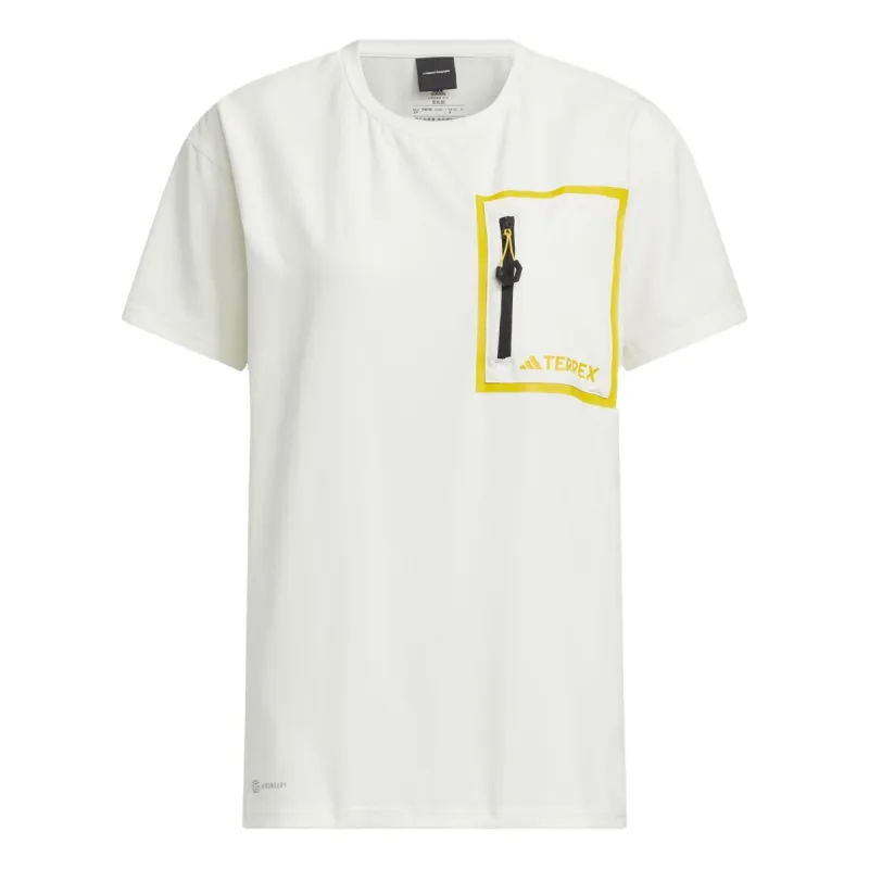 (WMNS) adidas National Geographic T-Shirt Asia Sizing 'White Yellow' IC1997 sold by KicksCrew