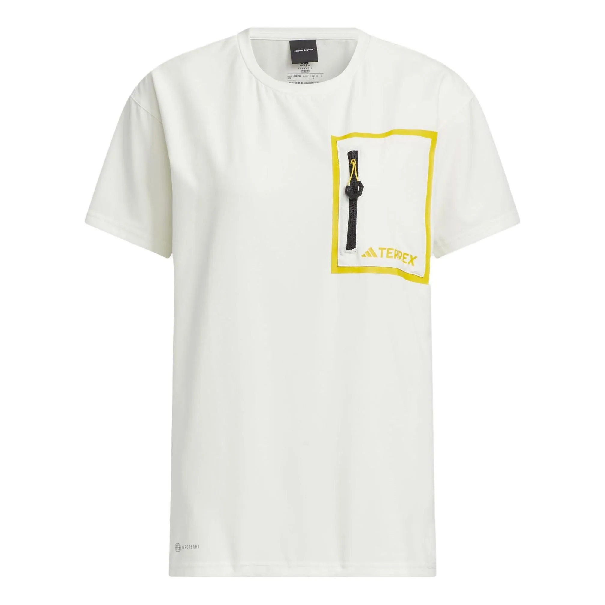 (WMNS) adidas National Geographic T-Shirt Asia Sizing 'White Yellow' IC1997 sold by KicksCrew
