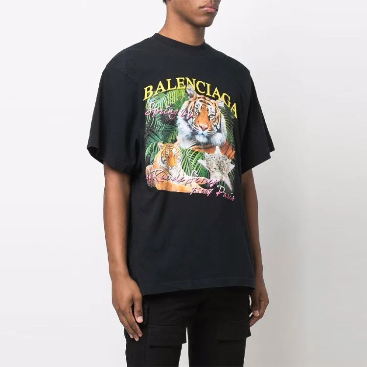 Balenciaga Year of the Tiger Logo T-Shirt 'Black