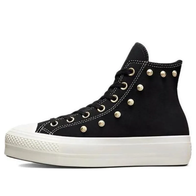 (WMNS) Converse Chuck Taylor All Star Lift Platform Suede Studs High Top 'Black' A04271C sold by KicksCrew