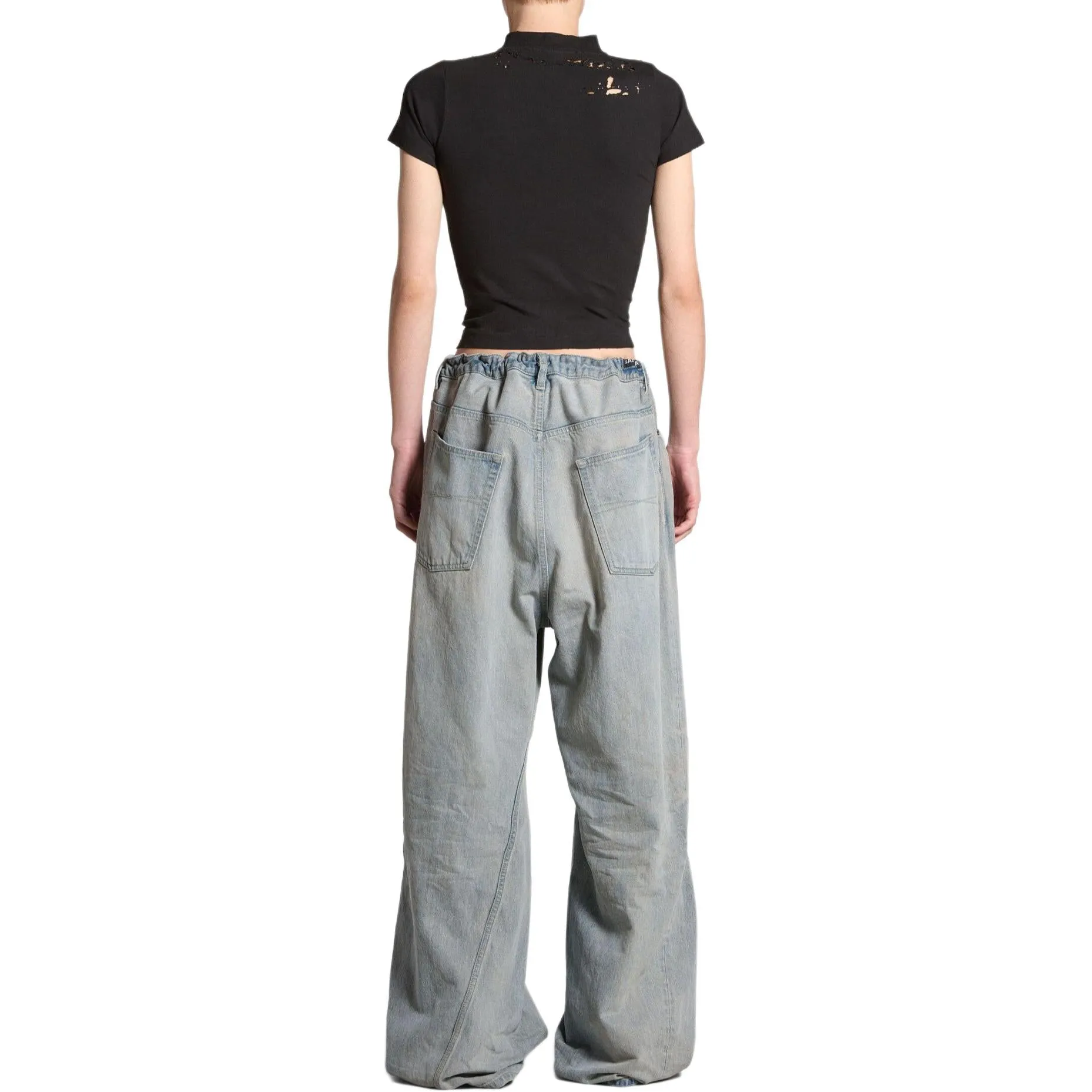 BALENCIAGA GOTHIC TYPE SHRUNK Tシャツ WMNS) Balenciaga Gothic Type Shrunk T-Shirt 'Black White