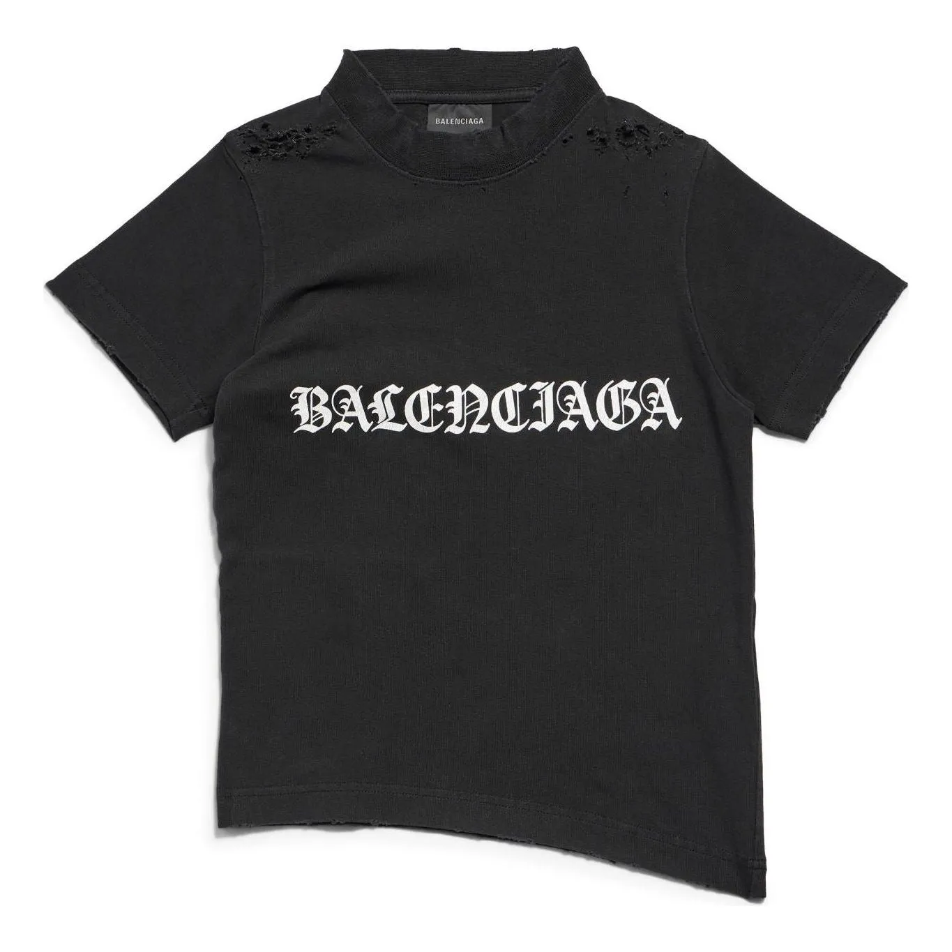 (WMNS) Balenciaga Gothic Type Shrunk T-Shirt 'Black White' 788246TQVJ51569 sold by KicksCrew