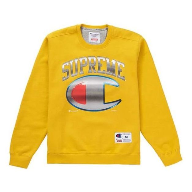 Supreme x Champion Chrome Crewneck 'Yellow Silver' SUP-SS19-10217 sold by KicksCrew