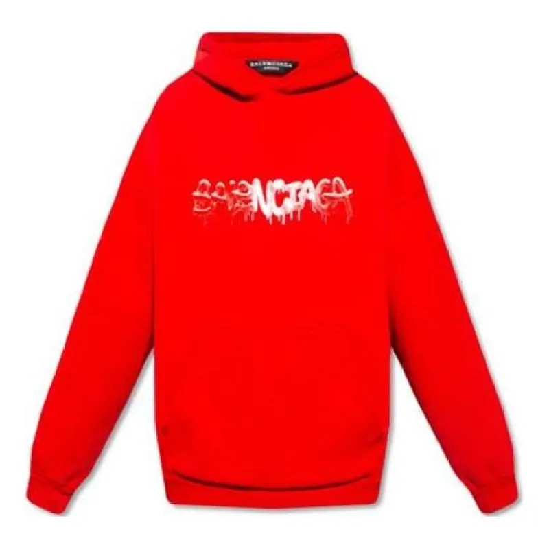 Balenciaga SS22 Logo Hoodie 'Red' 674986TLVF26407 sold by KicksCrew
