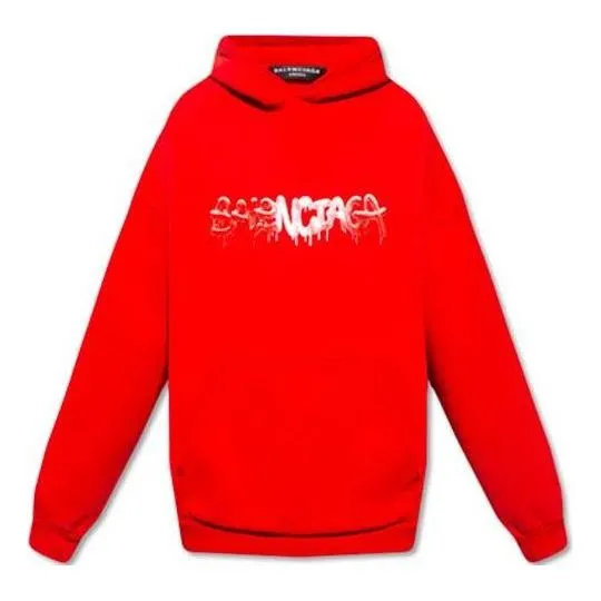 Balenciaga SS22 Logo Hoodie 'Red' 674986TLVF26407 sold by KicksCrew