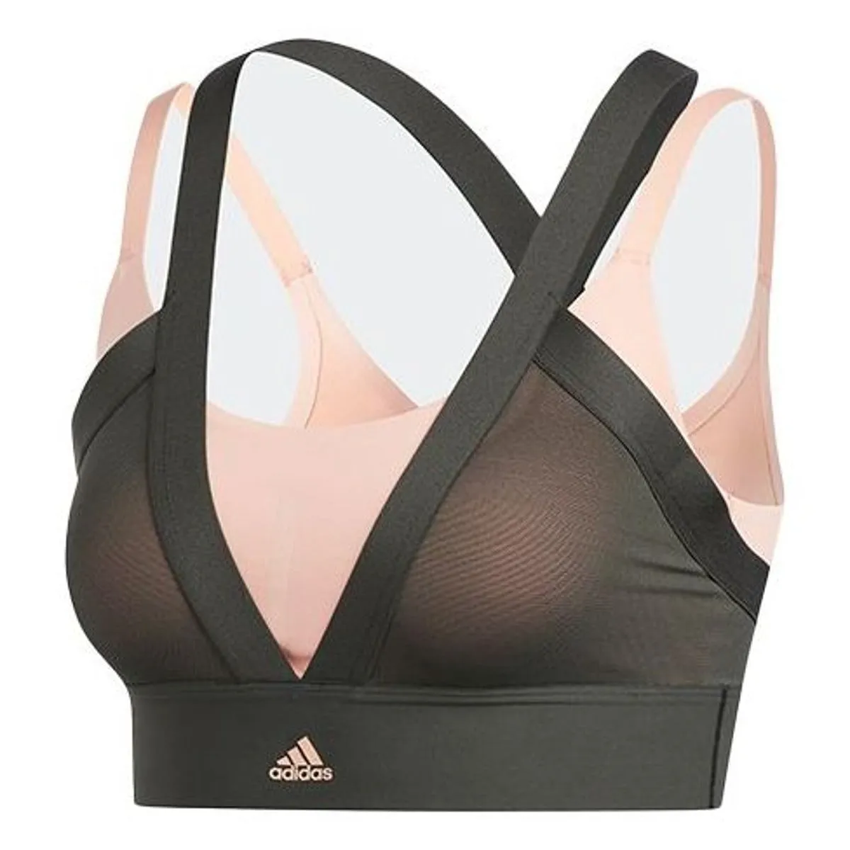 (WMNS) adidas All Me Layered Sports Bra 'Green Pink' DZ6089 sold by KicksCrew