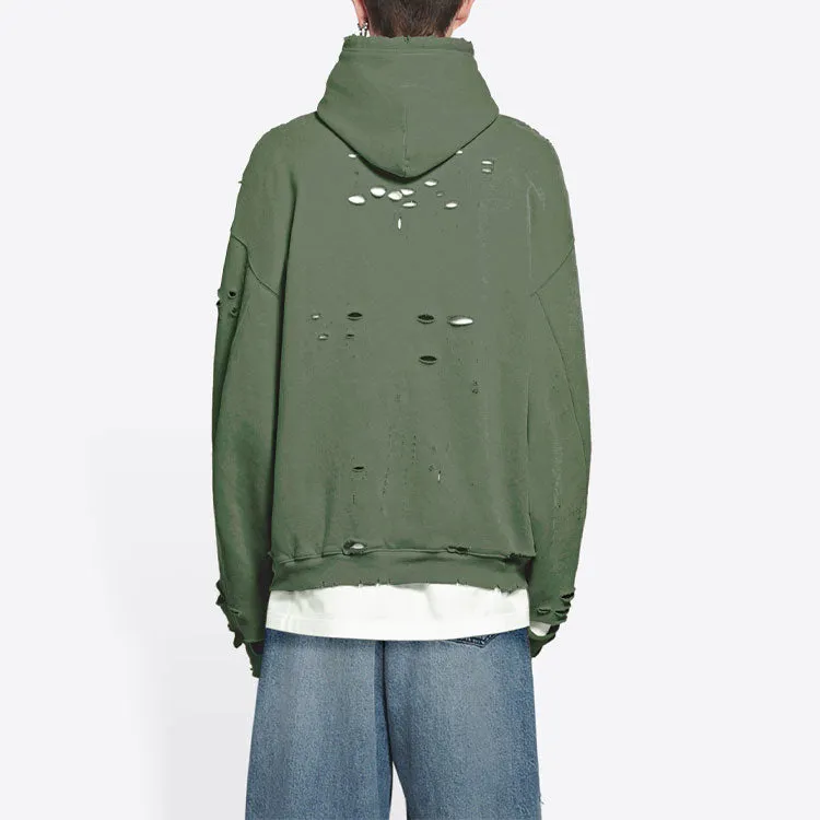 Balenciaga Caps Destroyed Hoodie 'Green' 659403TKVB63011 sold by KicksCrew product image thumbnail 4