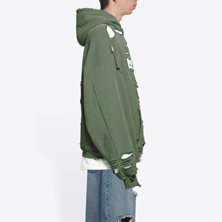Balenciaga Caps Destroyed Hoodie 'Green' 659403TKVB63011 sold by KicksCrew product image thumbnail 5