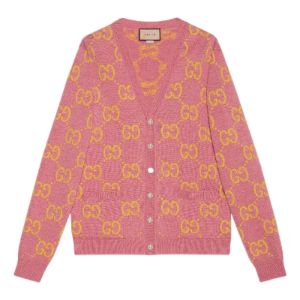 Gucci GG Intarsia-Knit Cardigan 'Pink Yellow' 674043-XKB3V