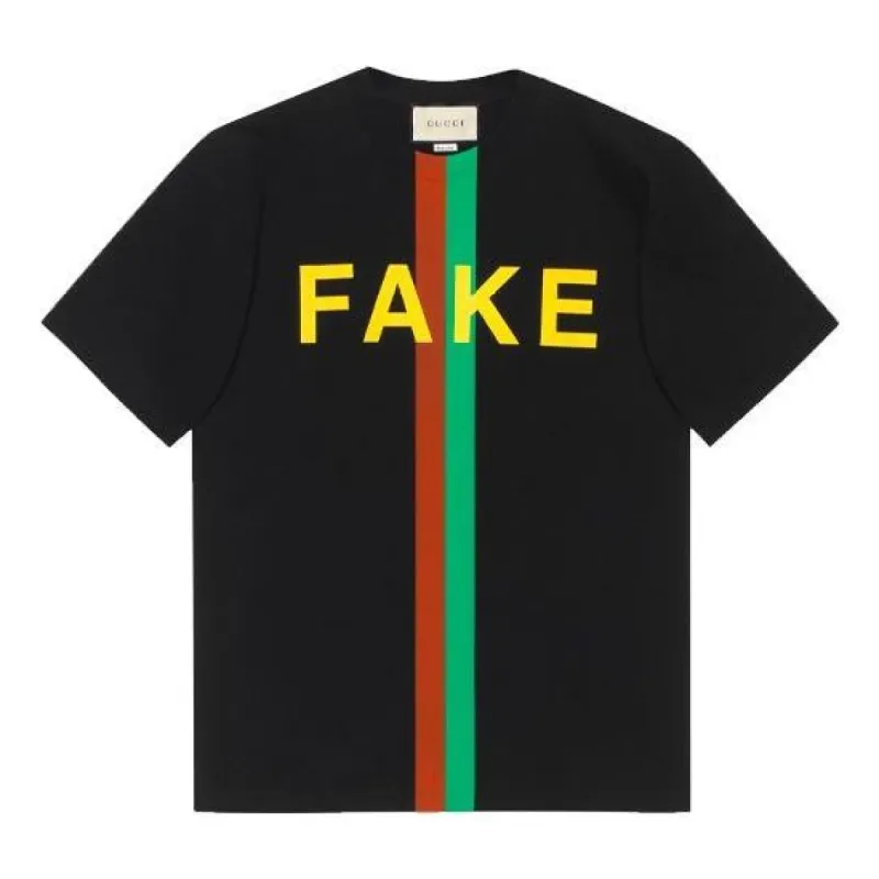 Gucci Fake/Not Print Oversize T-Shirt 'Black' 616036-XJCXX-1082 sold by KicksCrew
