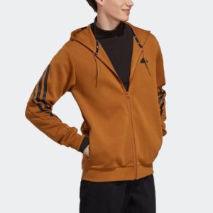 adidas Future Icons 3-Stripes Full-Zip Hoodie 'Bronze Strata' IC8260 sold by KicksCrew