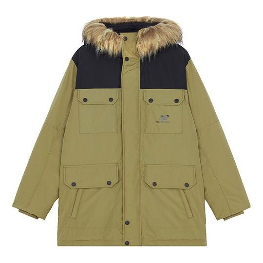 New Balance Warm Hooded Down Jacket 'Olive Green Black' AMJ13329-OV sold by KicksCrew